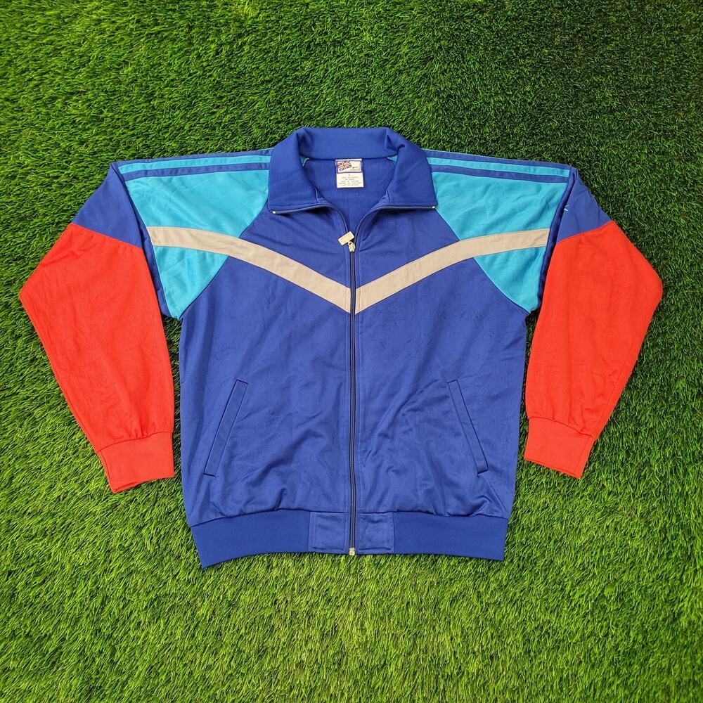 Vintage Y2K Slazenger Track Jacket Large 23x25 Blue Red Gray Cropped